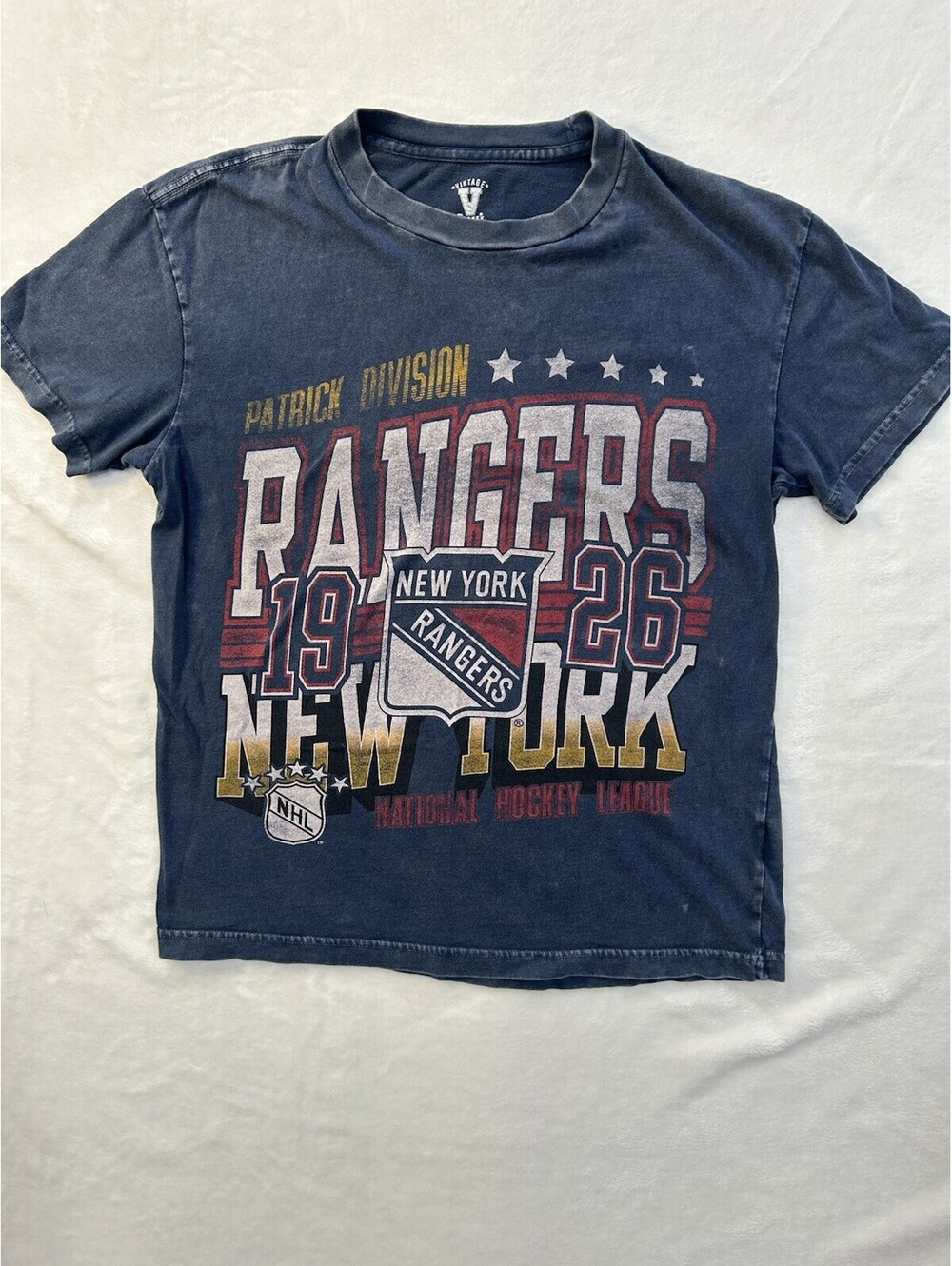 Vintage Hockey New York Rangers NHL Hockey Graphic T-Shirt Blue Size M